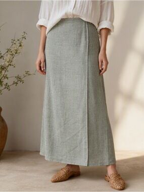 🌹 Vintage 100% Wool 🌹 Made in Italy 🇮🇹 Elegant Khaki Green Women's Skirt